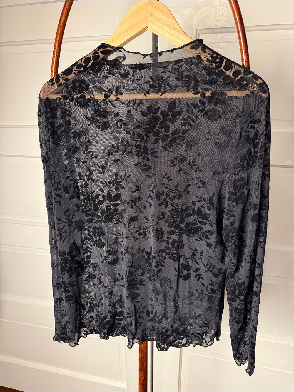 Sheer mesh floral velvet burnout black Witchy whimsygoth dark romantic top